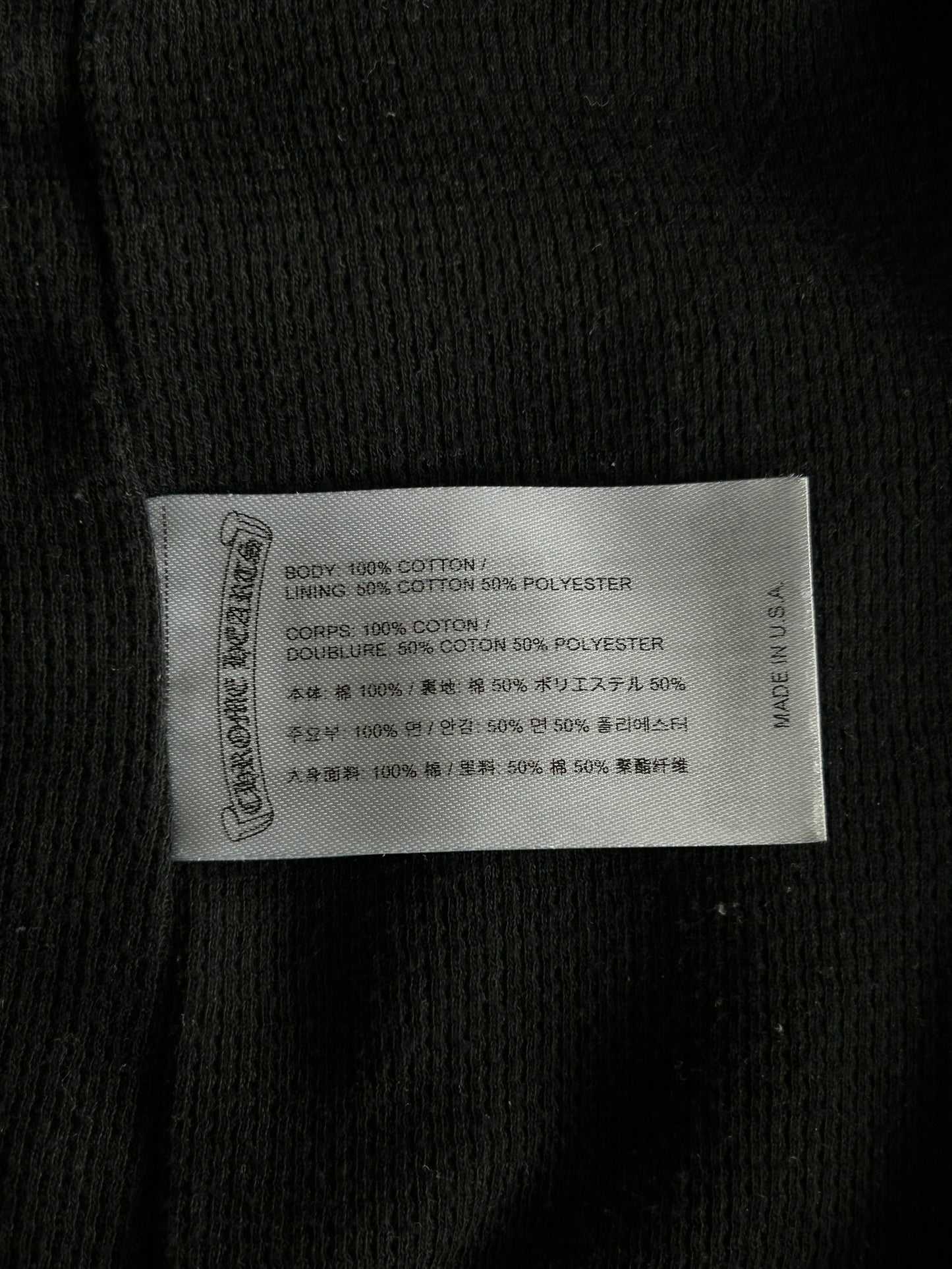 Chrome Hearts Black & White T-Bar Logo Thermal Zip Up Hoodie