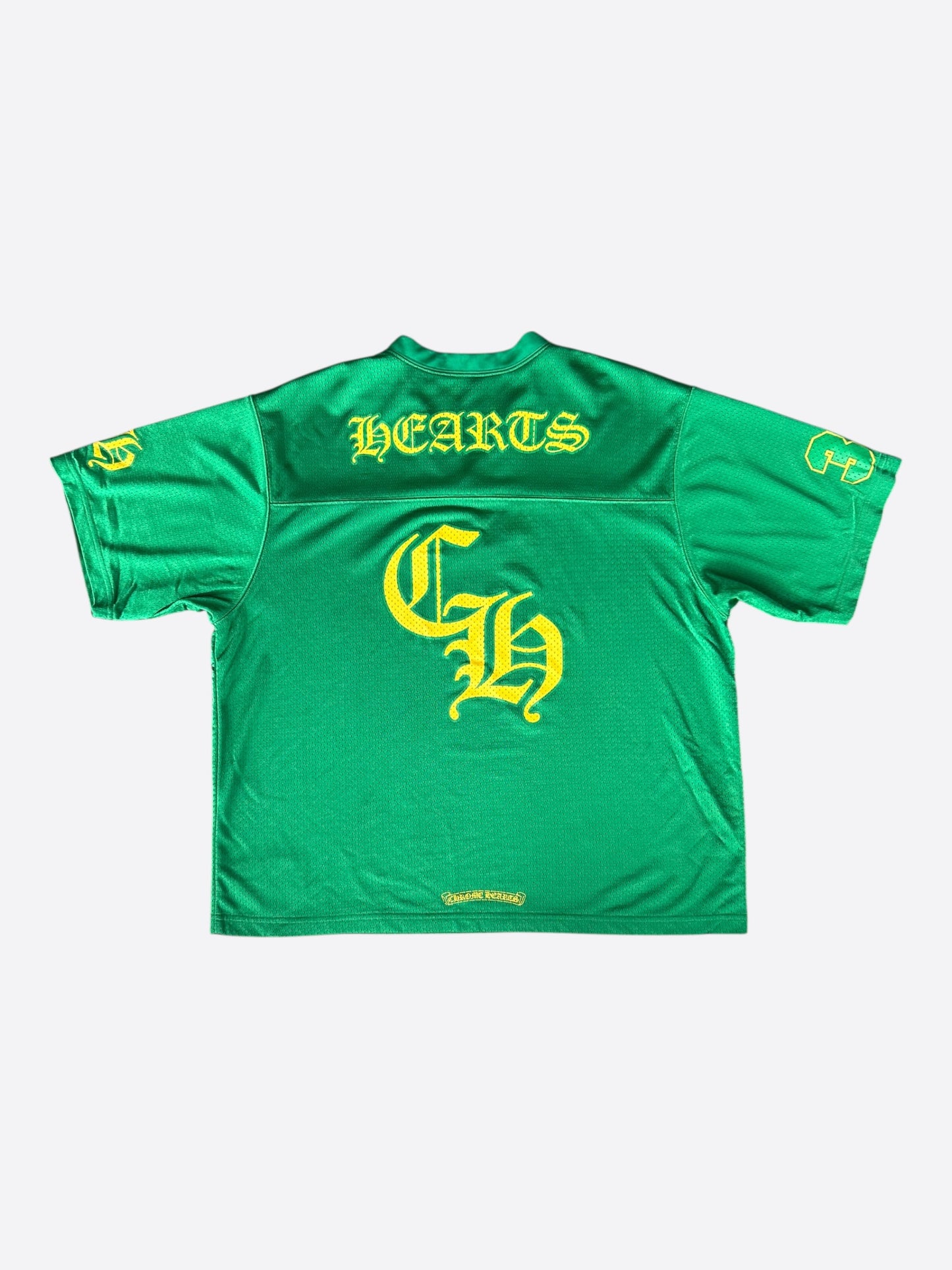 Chrome Hearts Green & Yellow Logo Mesh Jersey T-Shirt
