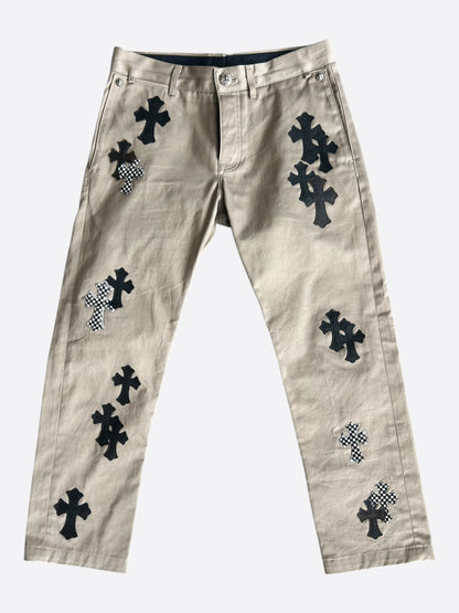 Chrome Hearts Tan Black & Checkered Cross Patch Chino Pants