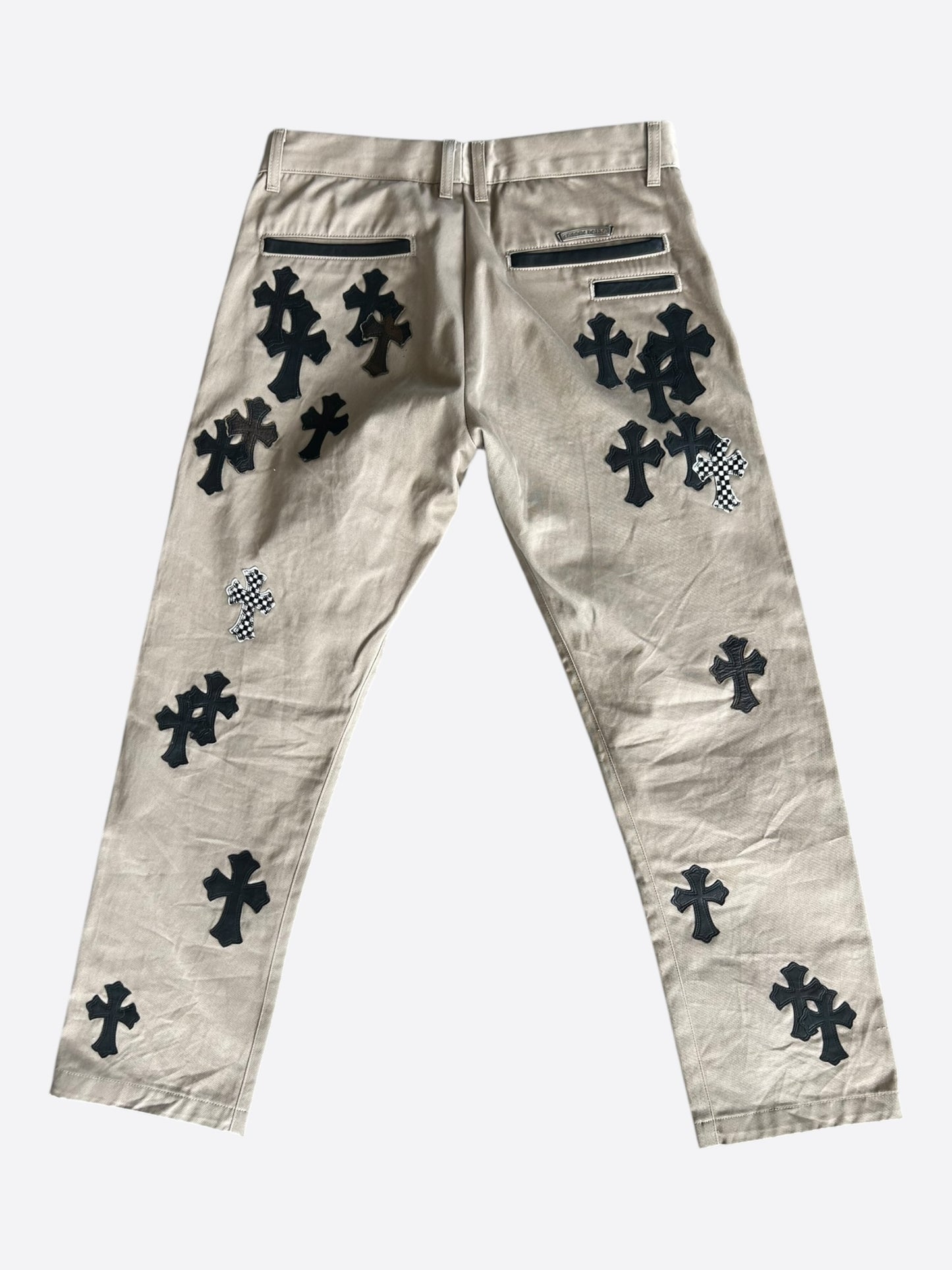 Chrome Hearts Tan Black & Checkered Cross Patch Chino Pants