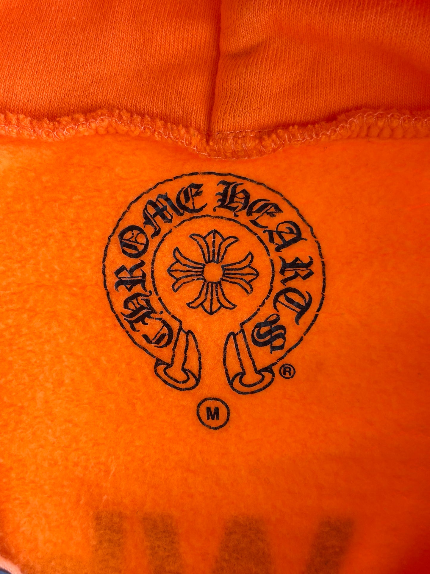 Chrome Hearts Off-White Orange & Black Scroll Logo Hoodie