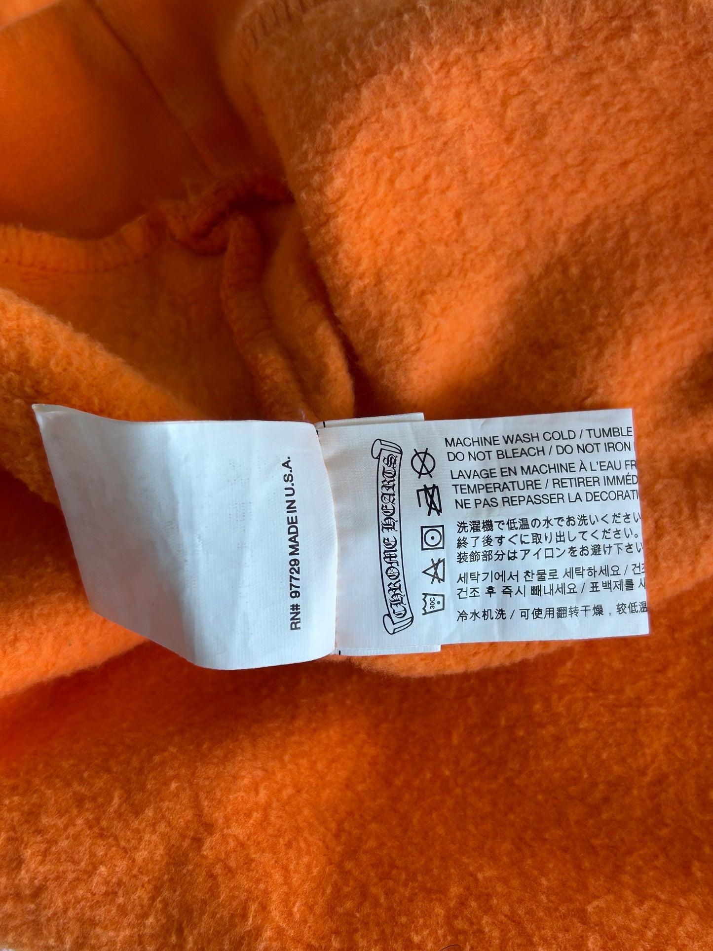 Chrome Hearts Off-White Orange & Black Scroll Logo Hoodie
