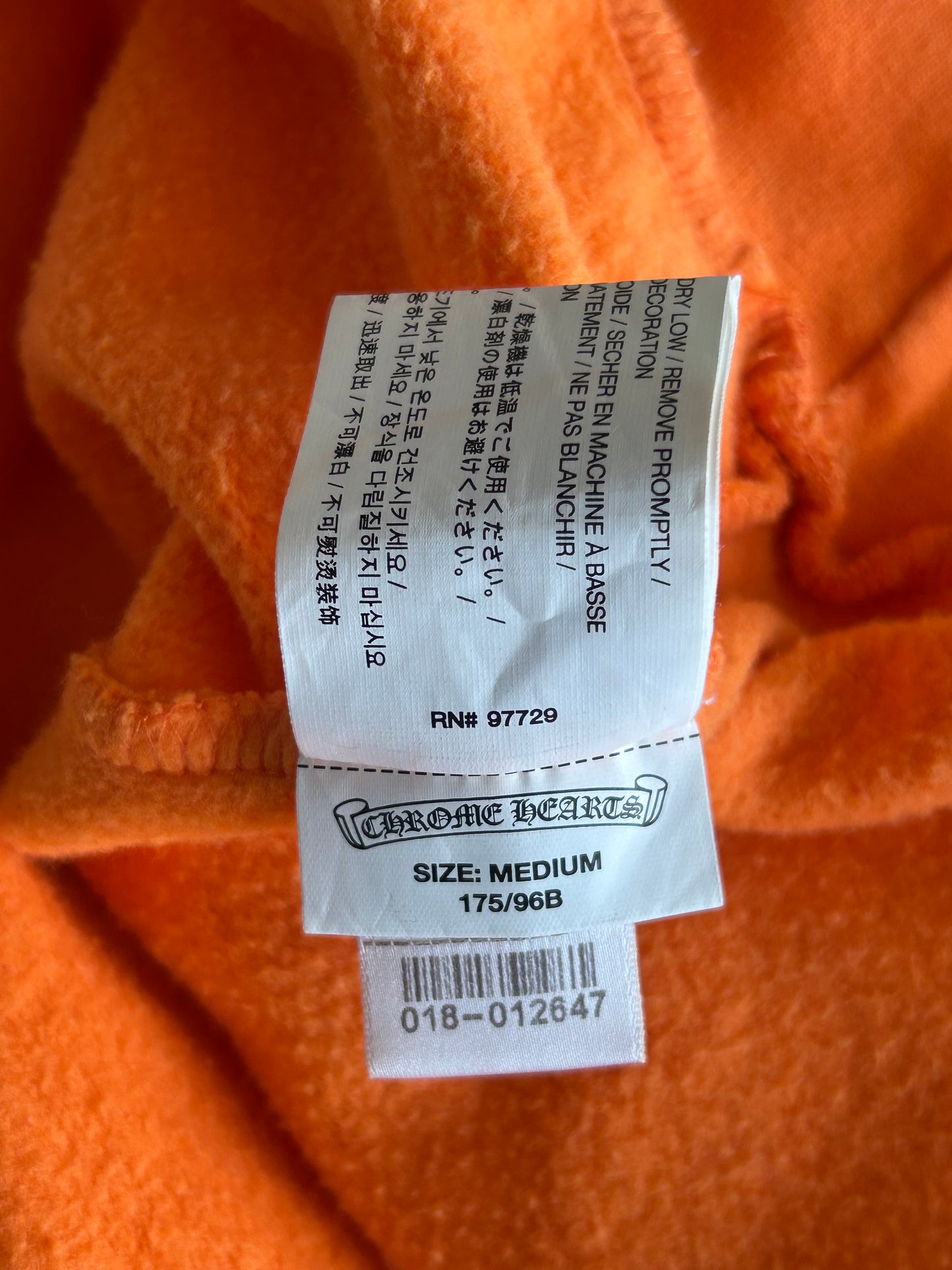 Chrome Hearts Off-White Orange & Black Scroll Logo Hoodie
