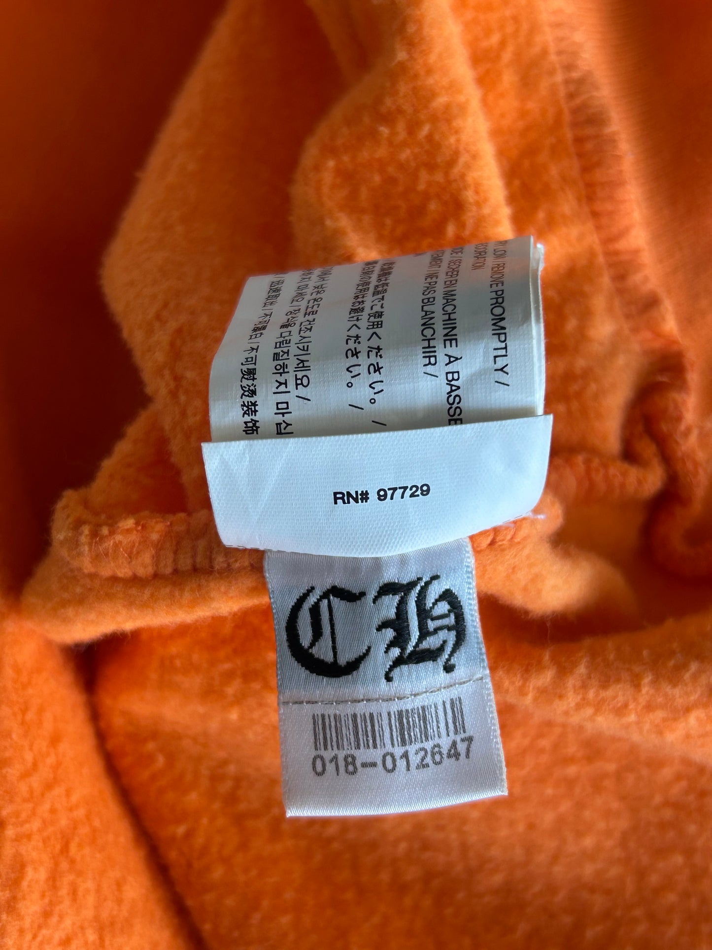 Chrome Hearts Off-White Orange & Black Scroll Logo Hoodie