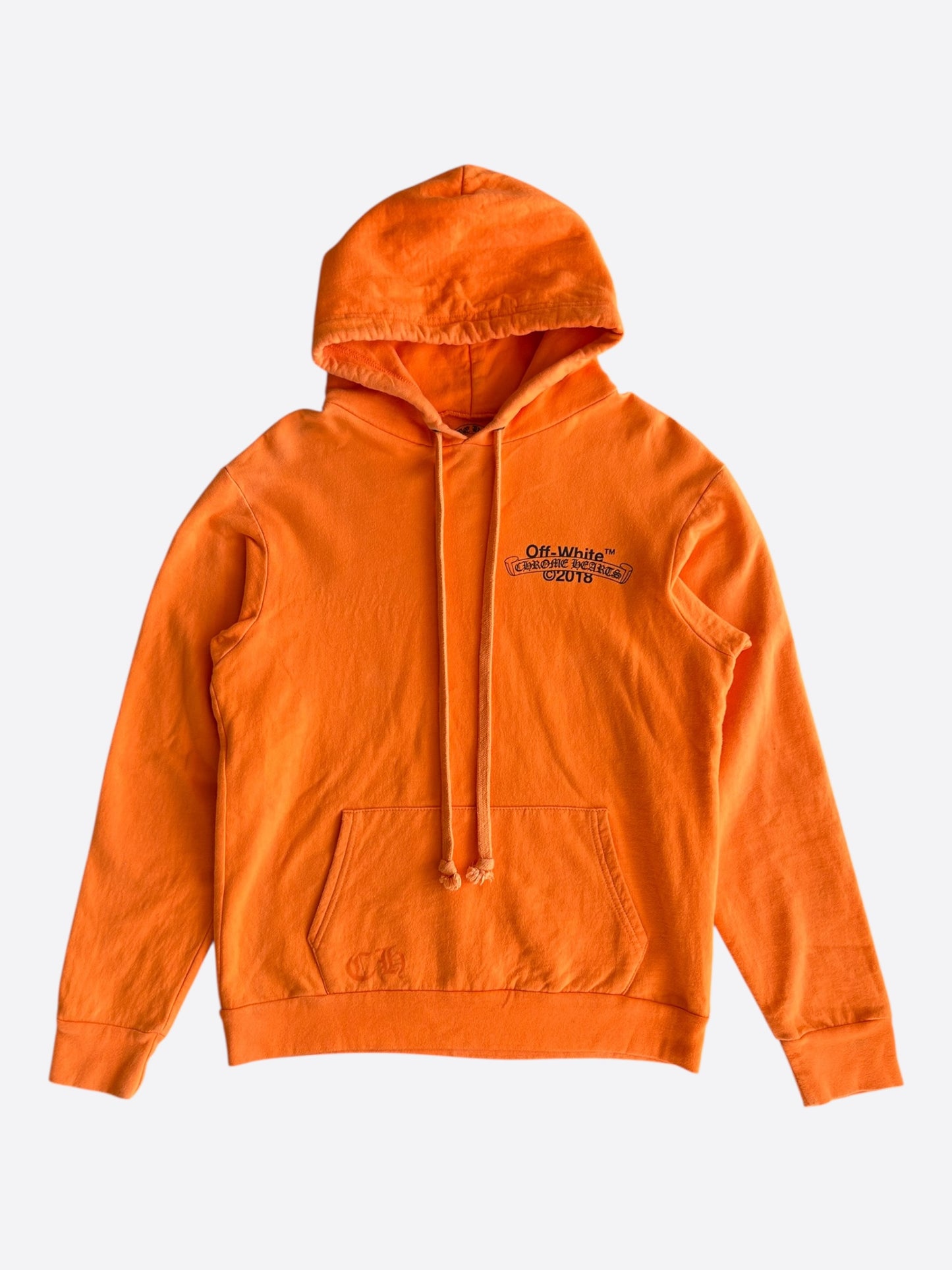 Chrome Hearts Off-White Orange & Black Scroll Logo Hoodie