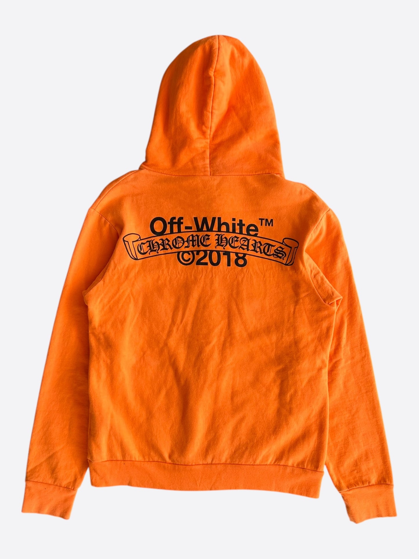Chrome Hearts Off-White Orange & Black Scroll Logo Hoodie