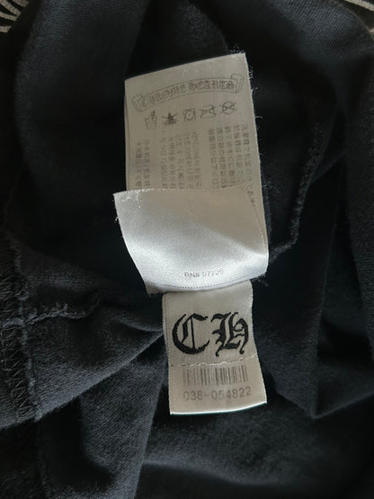 Chrome Hearts Black & White Cemetery Jacquard Horseshoe Logo Longsleeve T-Shirt