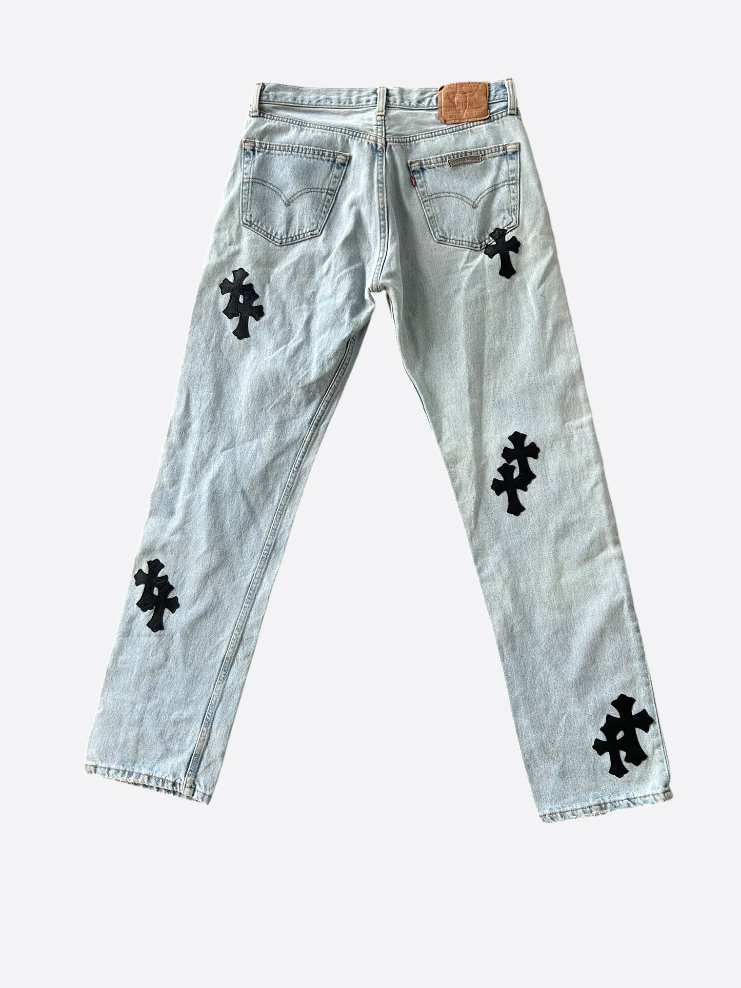 Chrome Hearts Levi's Blue & Black Cross Patch Jeans