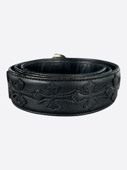 Chrome Hearts Black & Silver Cross Patch Oval Belt