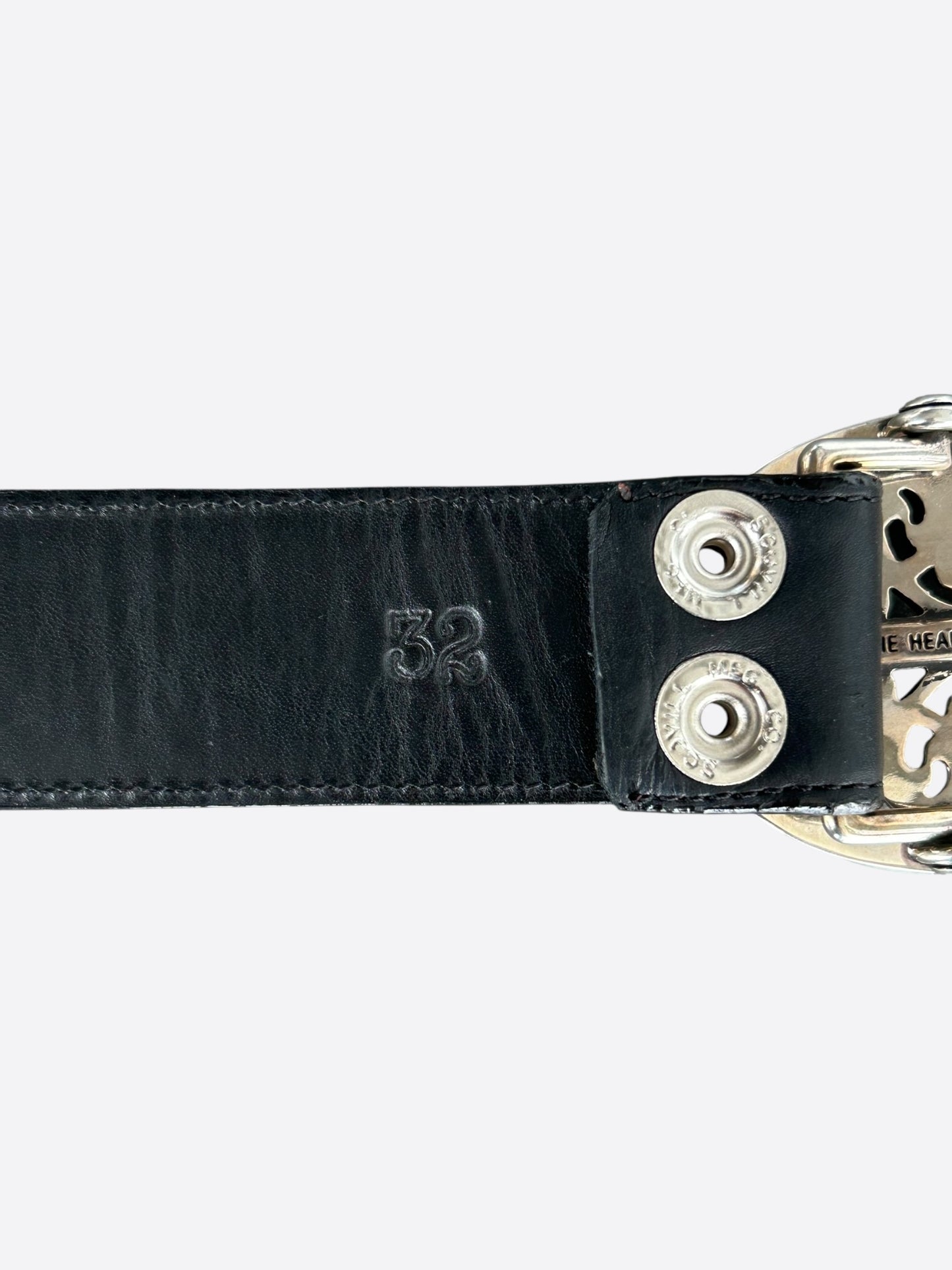 Chrome Hearts Black & Silver Cross Patch Oval Belt