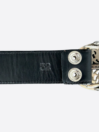 Chrome Hearts Black & Silver Cross Patch Oval Belt