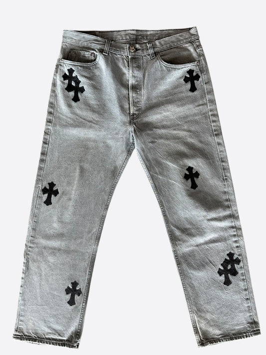 Chrome Hearts Levis Grey & Black Cross Patch Jeans