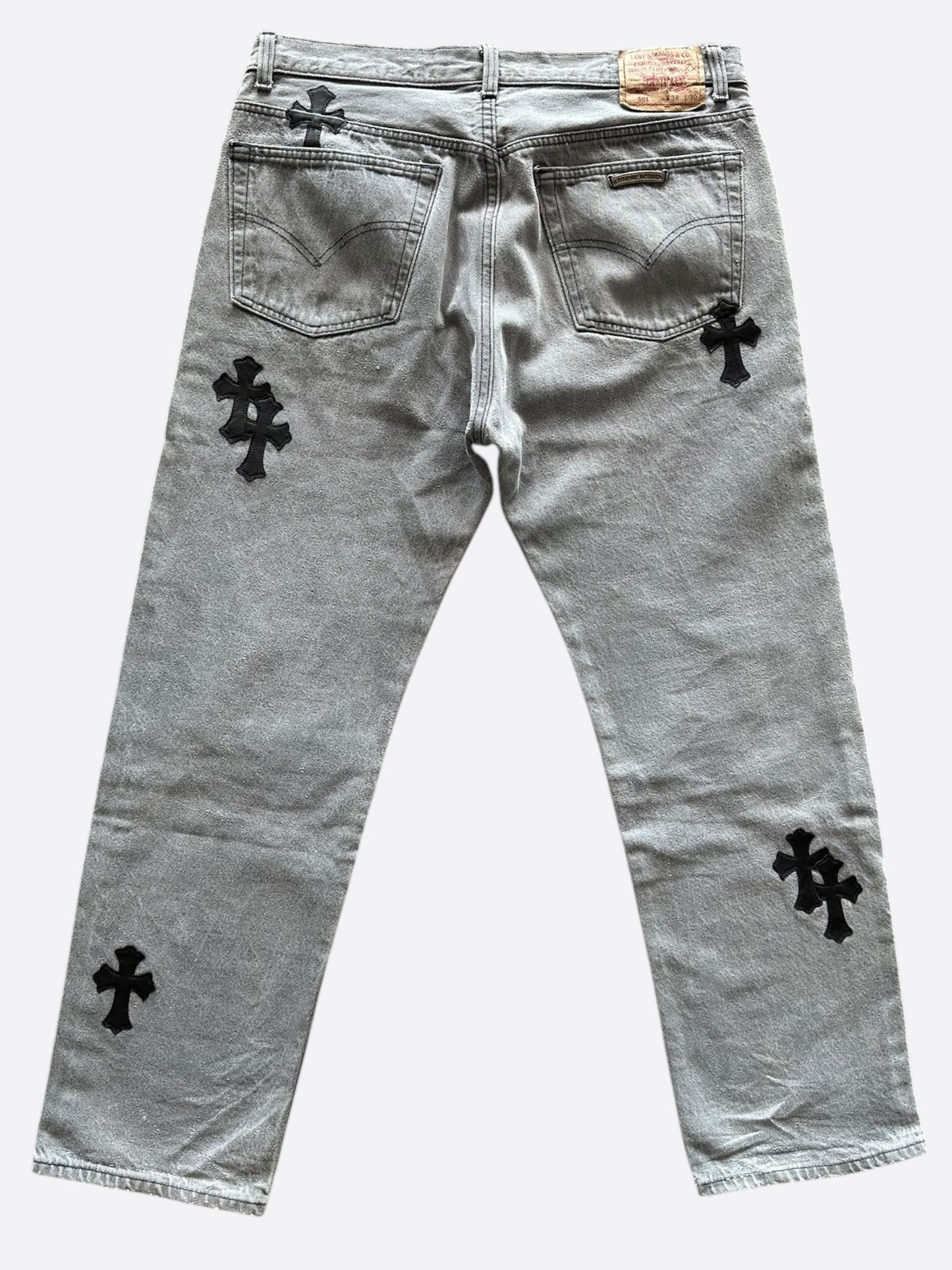 Chrome Hearts Levis Grey & Black Cross Patch Jeans