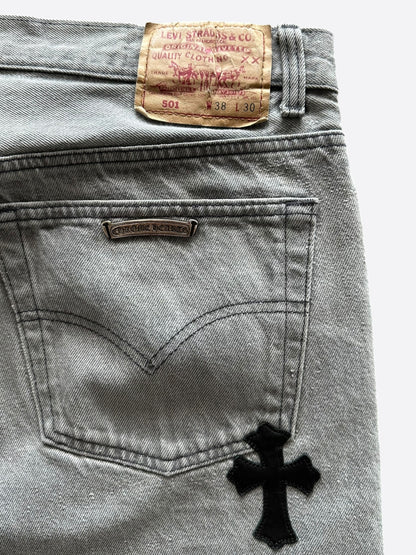 Chrome Hearts Levis Grey & Black Cross Patch Jeans