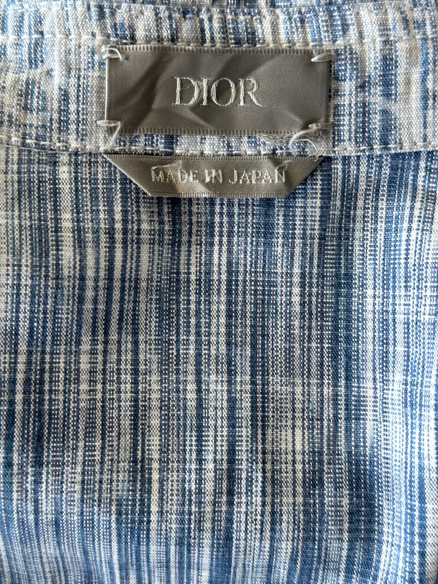 Dior Blue & White Oblique Denim Button Up Shirt