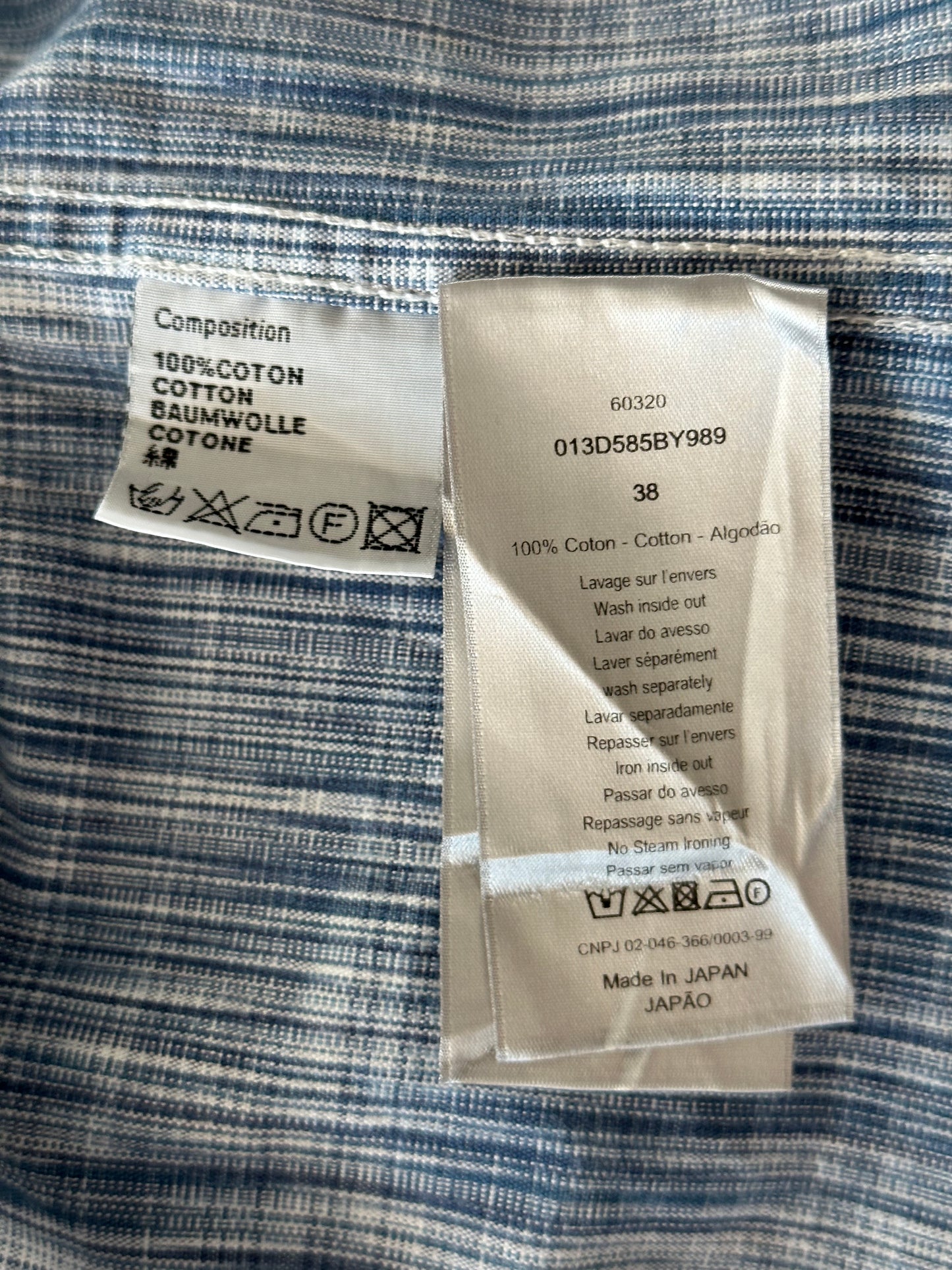 Dior Blue & White Oblique Denim Button Up Shirt