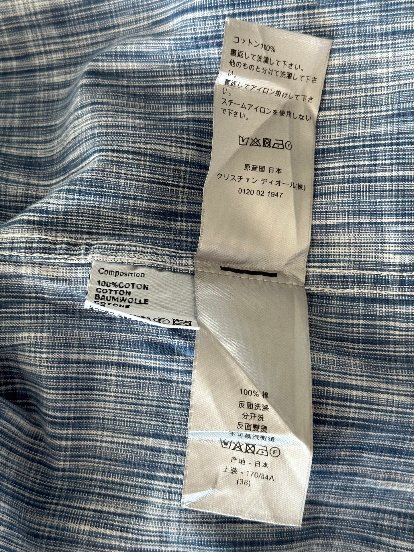 Dior Blue & White Oblique Denim Button Up Shirt