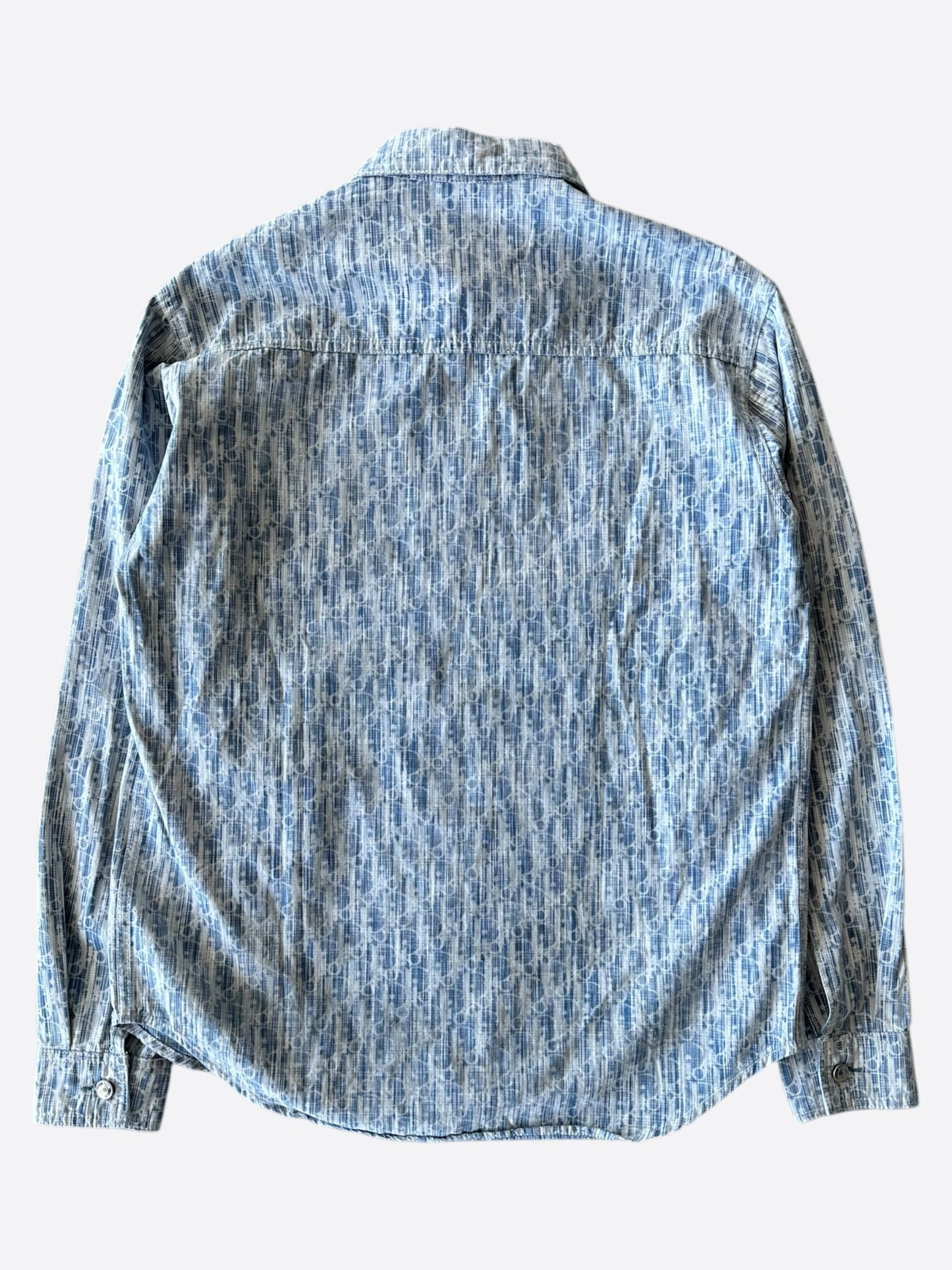 Dior Blue & White Oblique Denim Button Up Shirt