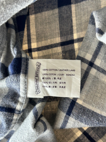Chrome Hearts Grey & Blue Cross Patch Elongated Flannel