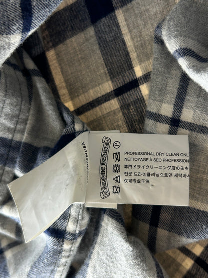Chrome Hearts Grey & Blue Cross Patch Elongated Flannel