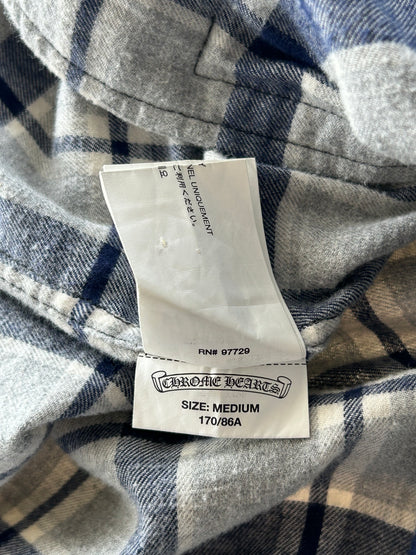 Chrome Hearts Grey & Blue Cross Patch Elongated Flannel