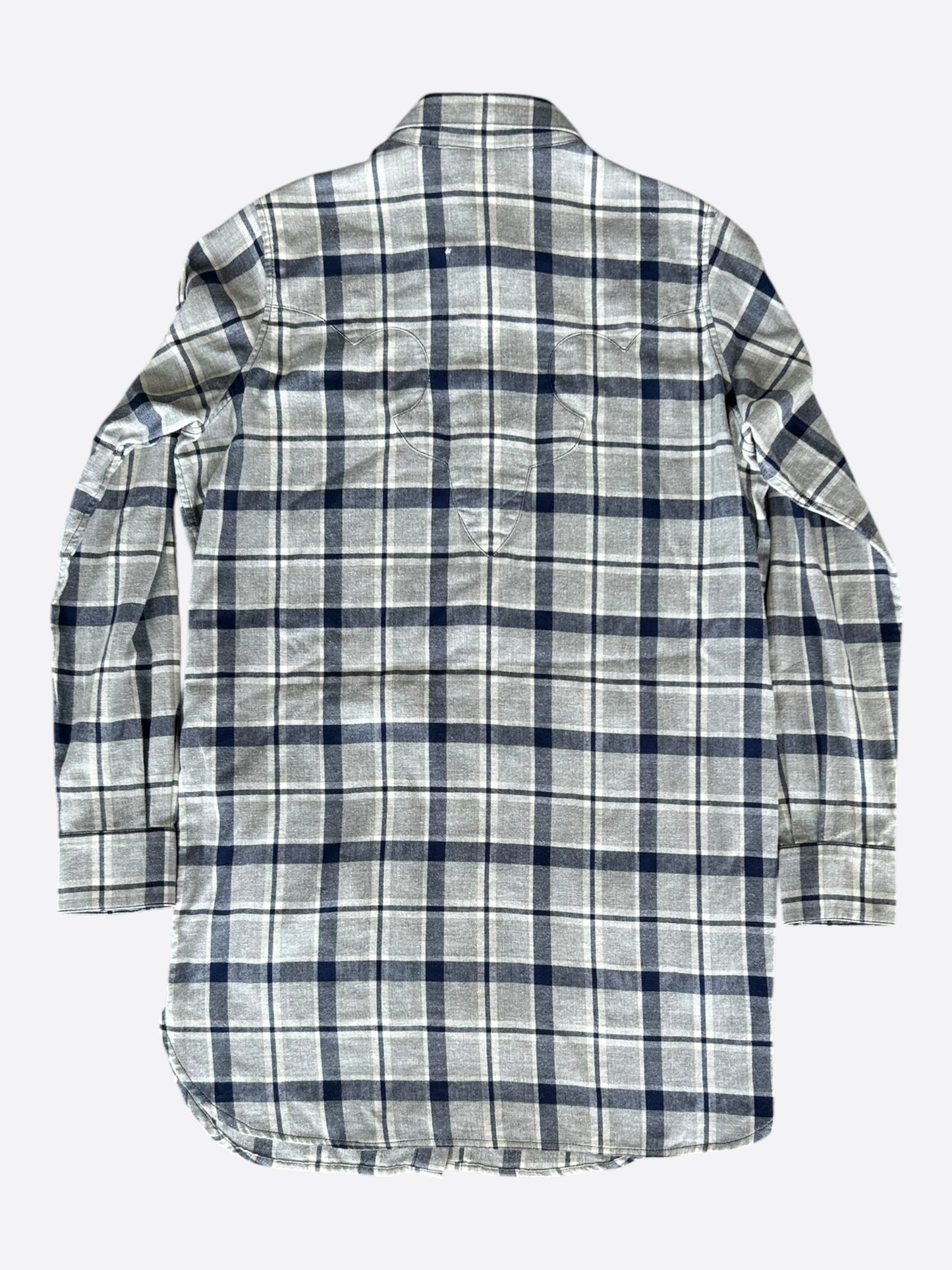 Chrome Hearts Grey & Blue Cross Patch Elongated Flannel