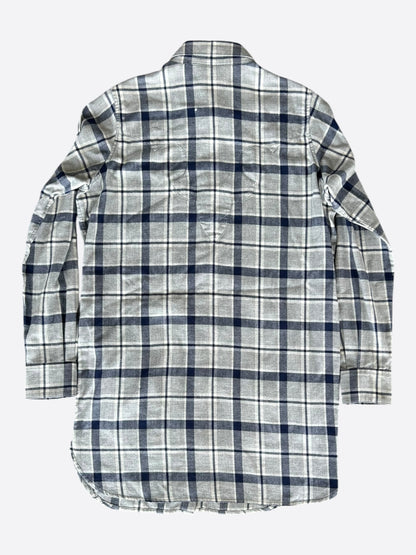 Chrome Hearts Grey & Blue Cross Patch Elongated Flannel