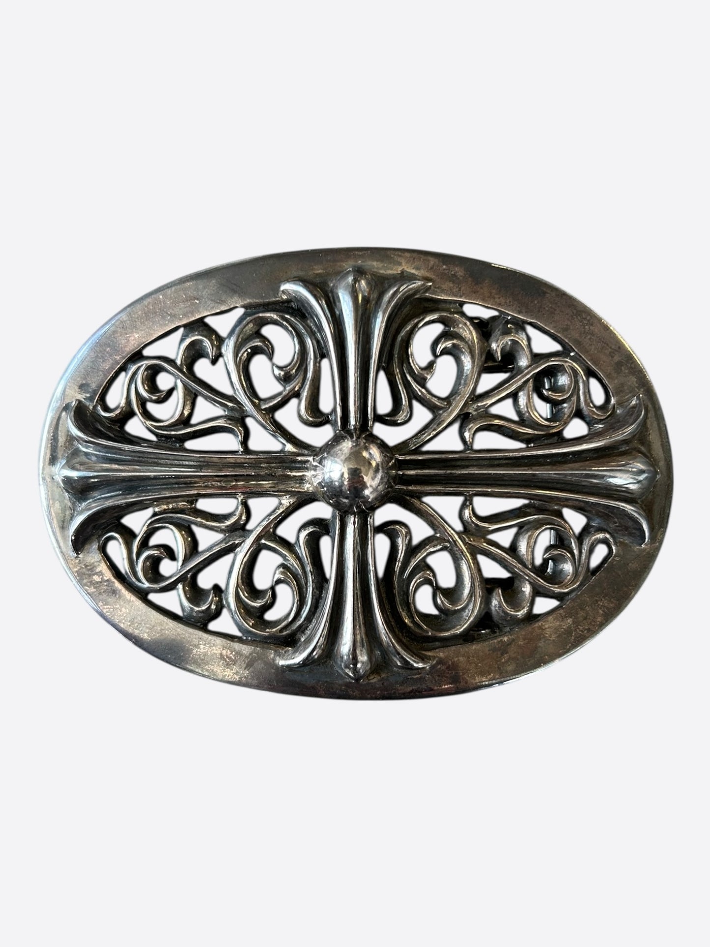 Chrome Hearts Silver XL Oval Cross Buckle