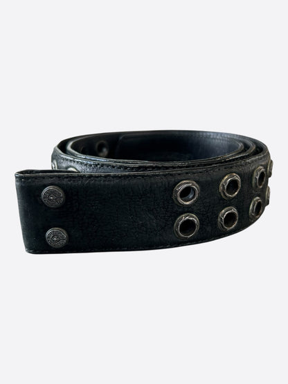 Chrome Hearts Black & Silver Double Stud Black Leather Belt