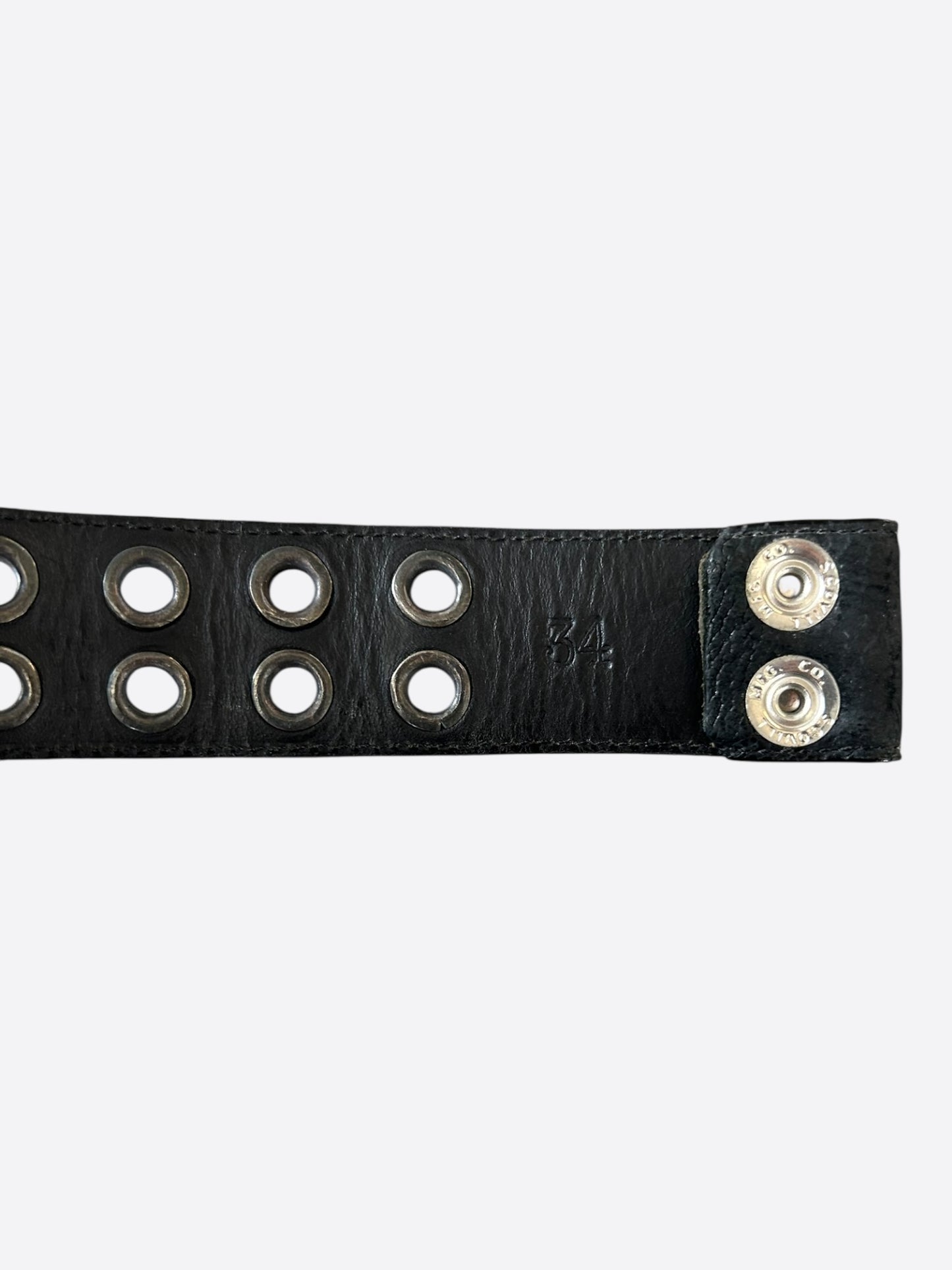 Chrome Hearts Black & Silver Double Stud Black Leather Belt