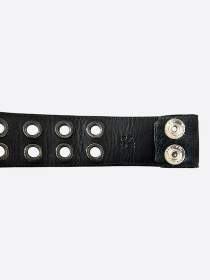 Chrome Hearts Black & Silver Double Stud Black Leather Belt