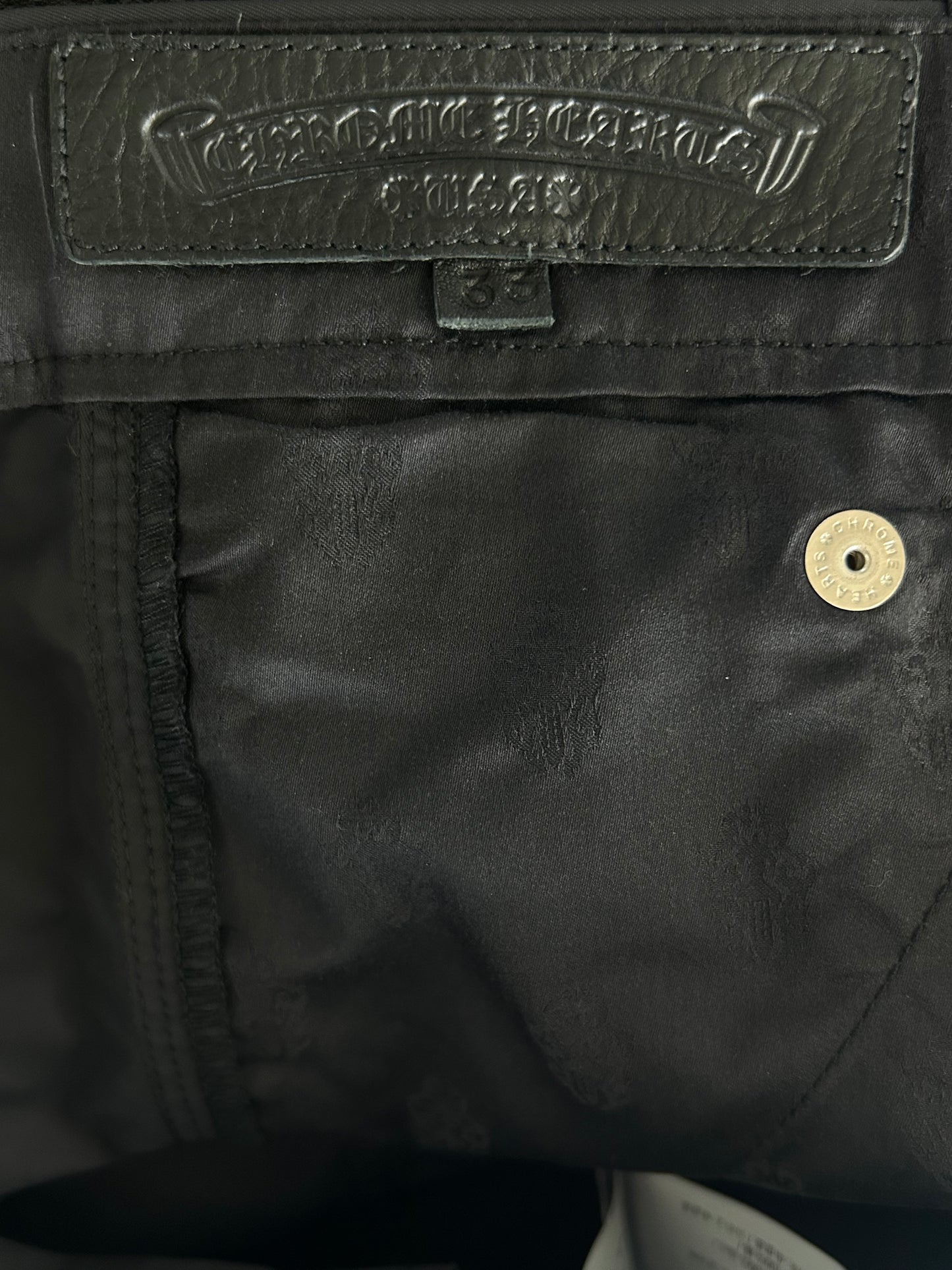 Chrome Hearts Black Nylon & Leather Carpenter Pants