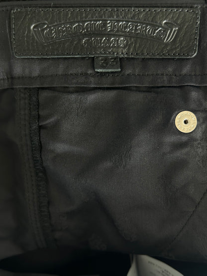 Chrome Hearts Black Nylon & Leather Carpenter Pants