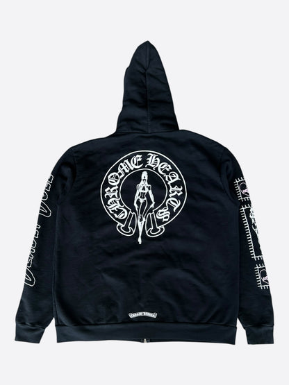 Chrome Hearts Black, White & Pink Deadly Doll Zip Up Hoodie