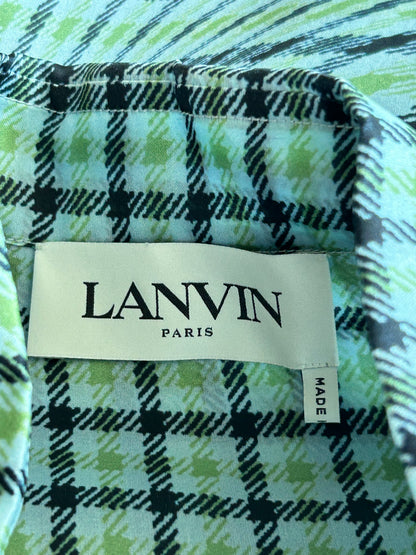 Lanvin Green Distorted Plaid Button Up Shirt
