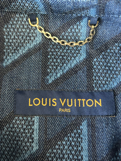 Louis Vuitton Blue Checkered Short Sleeve Button Up Shirt