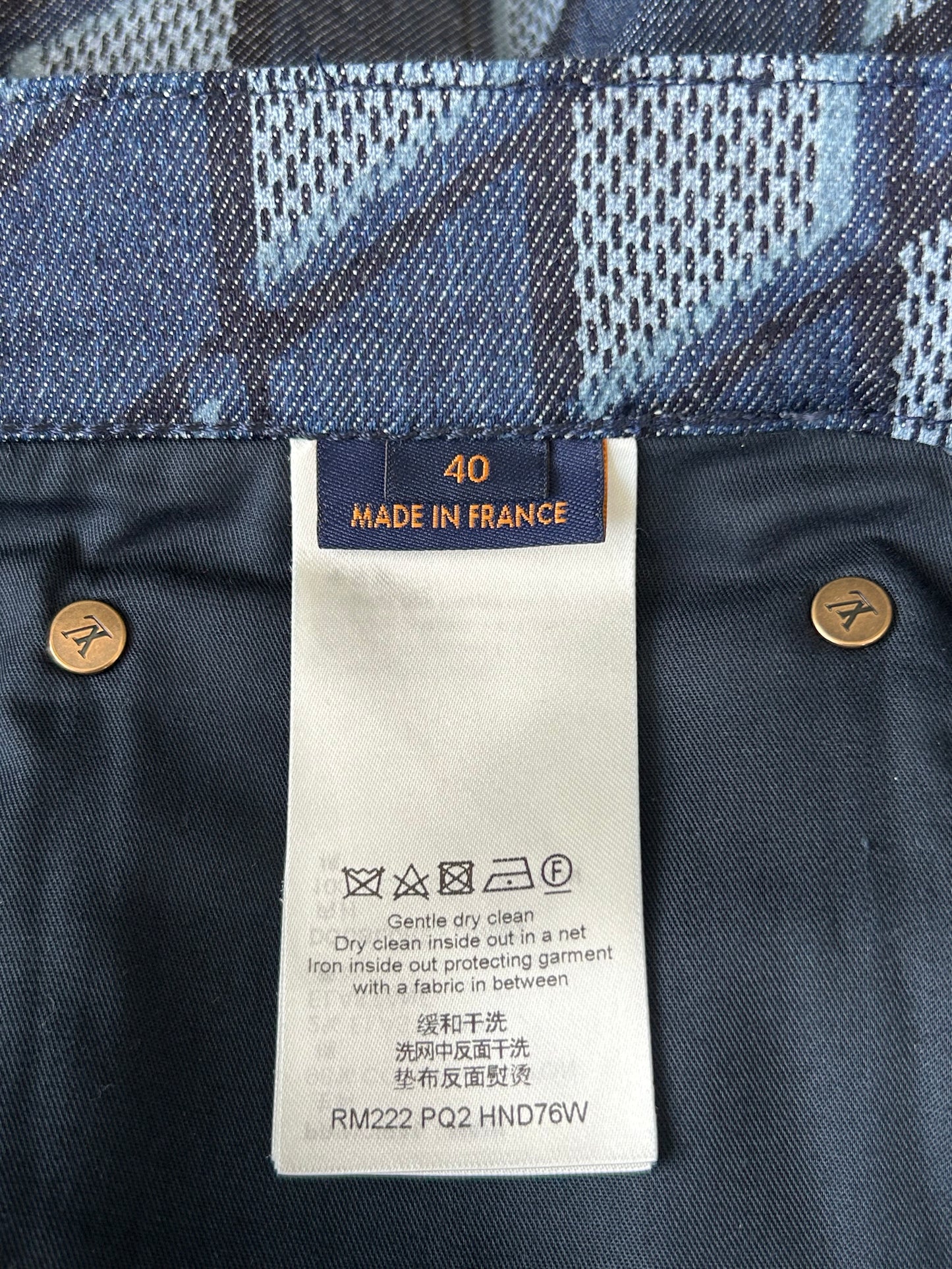 Louis Vuitton Blue Checkered Jeans