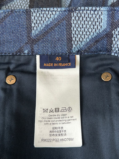 Louis Vuitton Blue Checkered Jeans