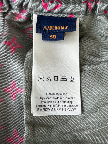 Louis Vuitton Grey & Pink Monogram Silk Pants