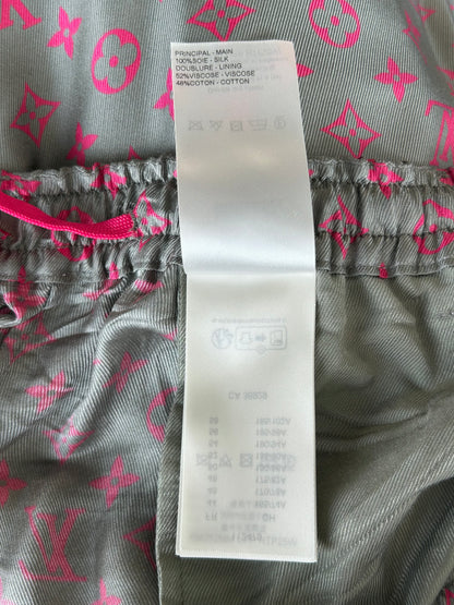 Louis Vuitton Grey & Pink Monogram Silk Pants