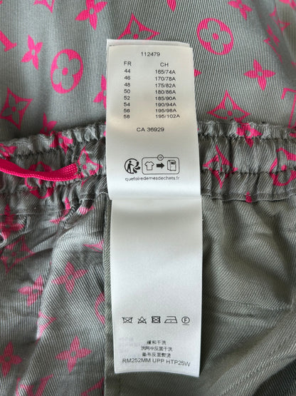 Louis Vuitton Grey & Pink Monogram Silk Pants