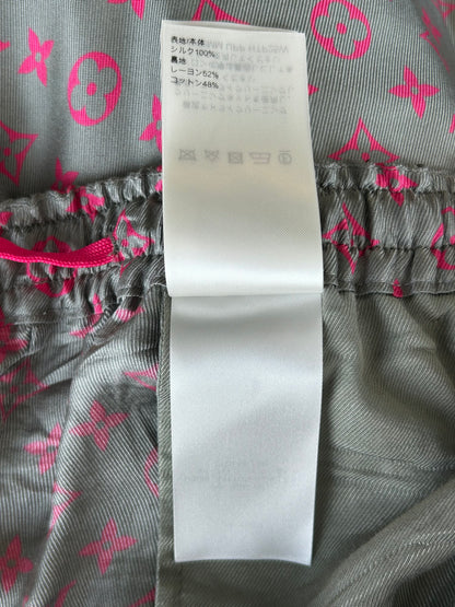 Louis Vuitton Grey & Pink Monogram Silk Pants