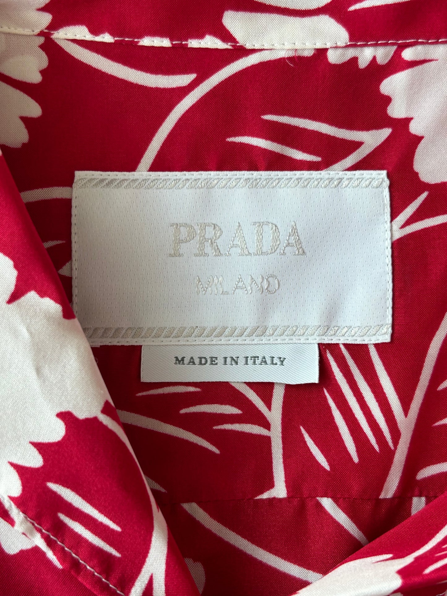 Prada Red & White Floral Button Up Shirt