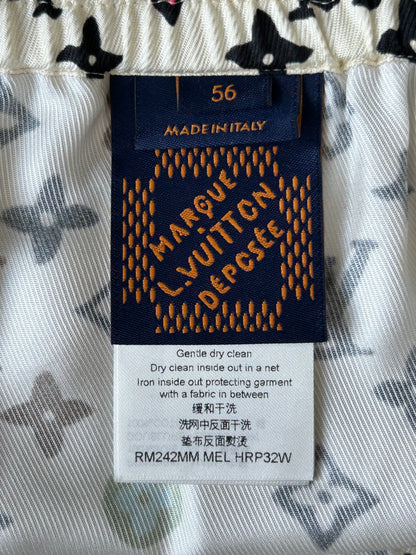 Louis Vuitton Tyler Cream Multicolor Monogram Silk Shorts
