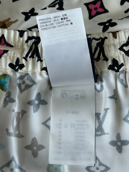 Louis Vuitton Tyler Cream Multicolor Monogram Silk Shorts