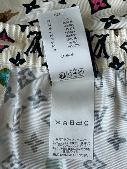 Louis Vuitton Tyler Cream Multicolor Monogram Silk Shorts