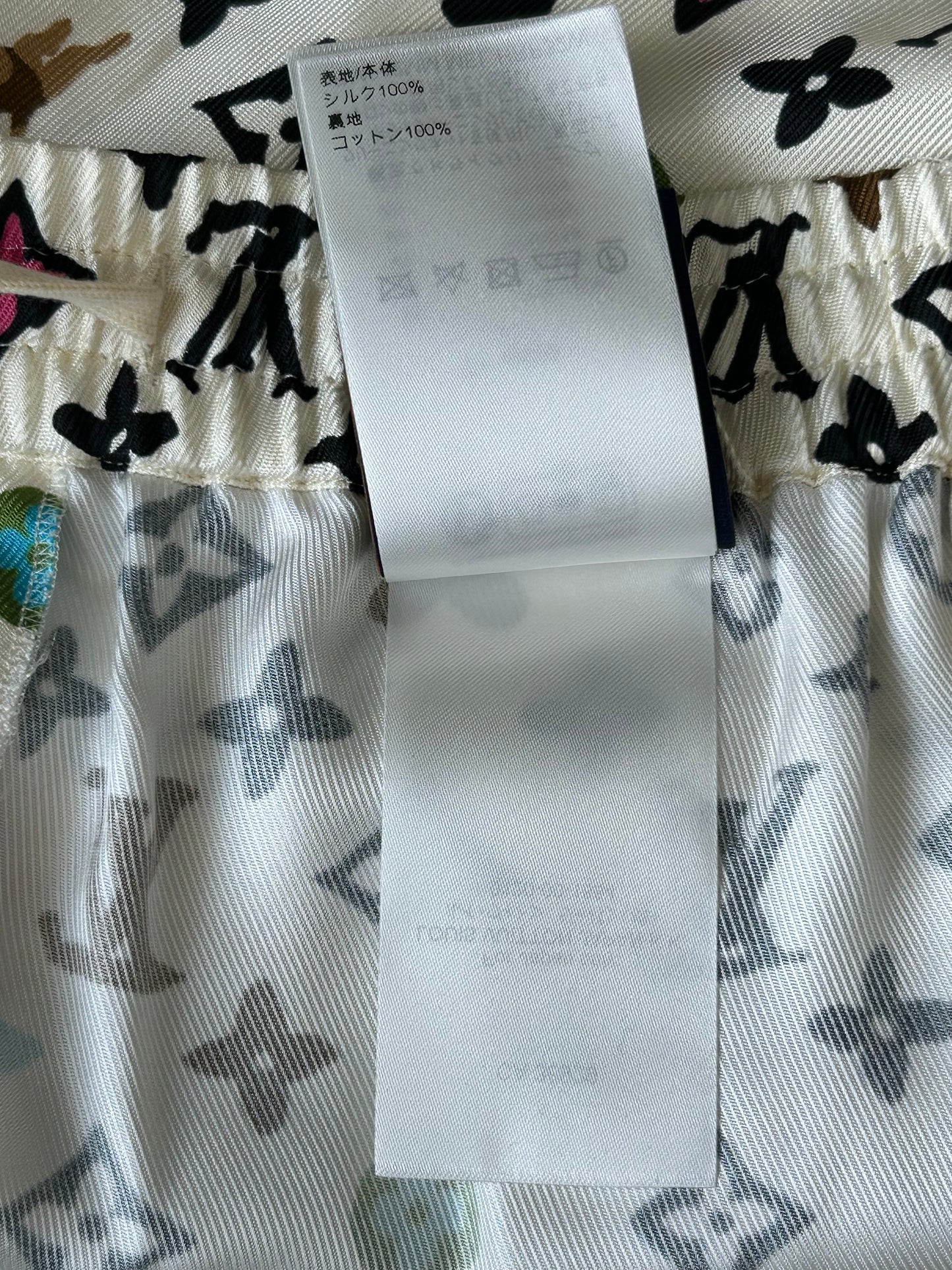 Louis Vuitton Tyler Cream Multicolor Monogram Silk Shorts