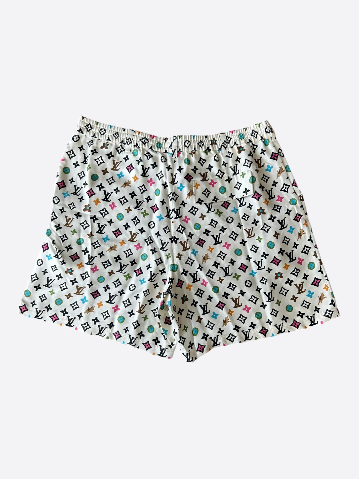 Louis Vuitton Tyler Cream Multicolor Monogram Silk Shorts