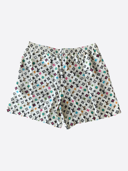 Louis Vuitton Tyler Cream Multicolor Monogram Silk Shorts