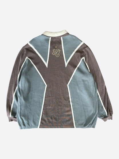 Louis Vuitton Green & Brown Football Crystal Logo Polo Longsleeve T-Shirt